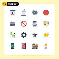 16 Universal Flat Color Signs Symbols of payment card setting multimedia media Editable Pack of Creative Vector Design Elements