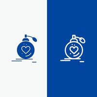 Love Marriage Passion Perfume Valentine Wedding Line and Glyph Solid icon Blue banner Line and Glyph Solid icon Blue banner vector