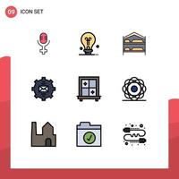 9 Creative Icons Modern Signs and Symbols of molecular window hotel interior help Editable Vector Design Elements