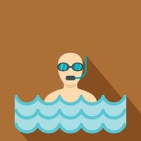 Diver with scuba icon, flat style vector