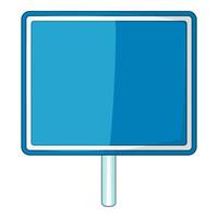 Blank blue road sign icon, cartoon style vector