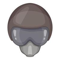 icono de casco de piloto, estilo de dibujos animados vector