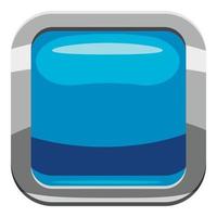 Sky blue square button icon, cartoon style vector