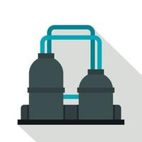 Oil refinery plant icon, flat style vector