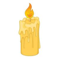 Melting candle icon, cartoon style vector