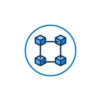 Circle with Blockchain vector blue round icon. Block Chain concept sign