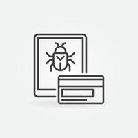 Credit Card and Tablet with Virus vector outline concept icon