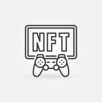 Gamepad and NFT outline icon. Vector Non-Fungible Gaming Token symbol