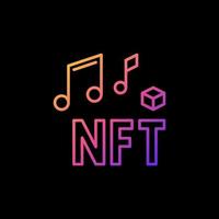 icono de contorno de color de vector de token no fungible nft de audio o música