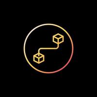 Block-Chain vector concept yellow icon. Circle with Blockchain round symbol in thin line style