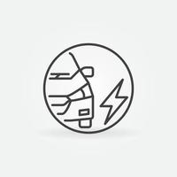 EV with Lightning outline vector concept round icon