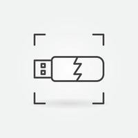 Damaged USB vector concept minimal outline icon