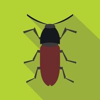 Brown bug icon, flat style vector