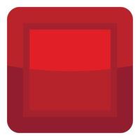 Red button icon, cartoon style vector