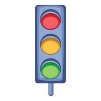 Traffic light icon, cartoon style vector