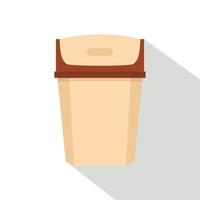 Big trashcan icon, flat style vector