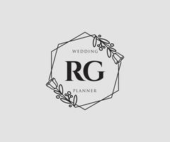 logotipo femenino inicial rg. utilizable para logotipos de naturaleza, salón, spa, cosmética y belleza. elemento de plantilla de diseño de logotipo de vector plano.