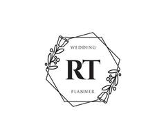 logo femenino inicial rt. utilizable para logotipos de naturaleza, salón, spa, cosmética y belleza. elemento de plantilla de diseño de logotipo de vector plano.