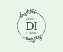 colección de logotipos de monograma de boda con letras iniciales di, plantillas florales y minimalistas modernas dibujadas a mano para tarjetas de invitación, guardar la fecha, identidad elegante para restaurante, boutique, café en vector