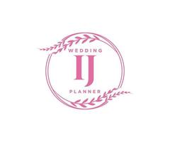 IJ Initials letter Wedding monogram logos collection, hand drawn modern minimalistic and floral templates for Invitation cards, Save the Date, elegant identity for restaurant, boutique, cafe in vector