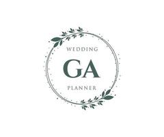 colección de logotipos de monograma de boda con letras iniciales de ga, plantillas florales y minimalistas modernas dibujadas a mano para tarjetas de invitación, guardar la fecha, identidad elegante para restaurante, boutique, café en vectores