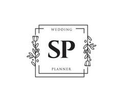 logotipo femenino sp inicial. utilizable para logotipos de naturaleza, salón, spa, cosmética y belleza. elemento de plantilla de diseño de logotipo de vector plano.