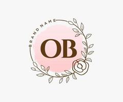 Initial OB feminine logo. Usable for Nature, Salon, Spa, Cosmetic and Beauty Logos. Flat Vector Logo Design Template Element.