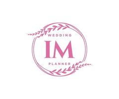 IM Initials letter Wedding monogram logos collection, hand drawn modern minimalistic and floral templates for Invitation cards, Save the Date, elegant identity for restaurant, boutique, cafe in vector