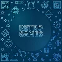 Retro Games concept blue outline frame - vector illustration