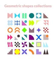 Brutalism shapes, minimalist geometric elements, abstract bauhaus forms. Circular, rectangle, triangle shape, basic form, trendy modern graphic element vector set.