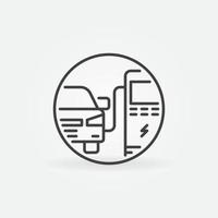 EV Charging vector thin line concept round icon