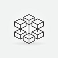 Block Chain vector concept thin line icon. Cryptocurrency Blockchain Technology abstract sign
