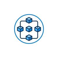 Circle with Blockchain with Blocks vector blue icon - Block chain round sign