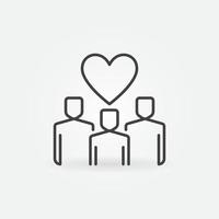 Audience or Follewers with Heart vector outline concept icon