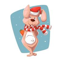 Cartoon Christmas bunny. Year of the rabbit. vector