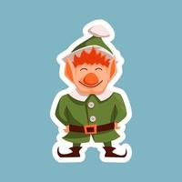 Cartoon Christmas elf in green clothes. vector