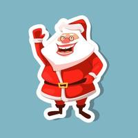 Christmas sticker. Smiling Santa Claus with glasses. vector