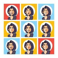 flat emotion face stickers illustration, vector illustration