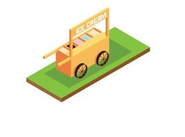 Isometric icon with vendor selling Foods at market stall 3d vector illustration.  Suitable for Diagrams, Infographics, And Other Graphic assets
