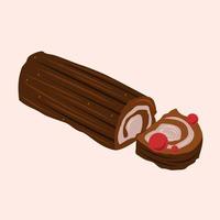 Yule log cake vector illustration for graphic design and decorative element