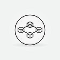 Block-Chain with four blocks Cryptocurrency vector concept linear icon or symbol