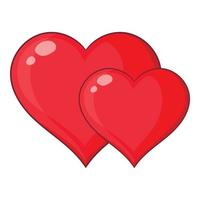 icono de dos corazones rojos, estilo de dibujos animados vector