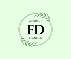 colección de logotipos de monograma de boda con letras iniciales fd, plantillas florales y minimalistas modernas dibujadas a mano para tarjetas de invitación, guardar la fecha, identidad elegante para restaurante, boutique, café en vector