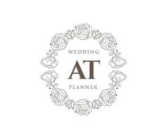 en la colección de logotipos de monograma de boda con letras iniciales, plantillas florales y minimalistas modernas dibujadas a mano para tarjetas de invitación, guardar la fecha, identidad elegante para restaurante, boutique, café en vector