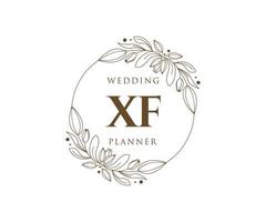 XF Initials letter Wedding monogram logos collection, hand drawn modern minimalistic and floral templates for Invitation cards, Save the Date, elegant identity for restaurant, boutique, cafe in vector