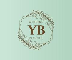 YB Initials letter Wedding monogram logos collection, hand drawn modern minimalistic and floral templates for Invitation cards, Save the Date, elegant identity for restaurant, boutique, cafe in vector