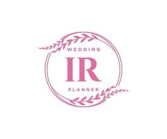 IR Initials letter Wedding monogram logos collection, hand drawn modern minimalistic and floral templates for Invitation cards, Save the Date, elegant identity for restaurant, boutique, cafe in vector