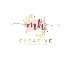 Initial MH feminine logo. Usable for Nature, Salon, Spa, Cosmetic and Beauty Logos. Flat Vector Logo Design Template Element.