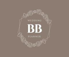BB Initials letter Wedding monogram logos collection, hand drawn modern minimalistic and floral templates for Invitation cards, Save the Date, elegant identity for restaurant, boutique, cafe in vector