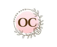 Initial OC feminine logo. Usable for Nature, Salon, Spa, Cosmetic and Beauty Logos. Flat Vector Logo Design Template Element.